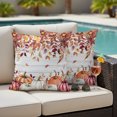 thumbnail image 2 of Outdoor Pillow Covers 20x20 Set of 2, Thanksgiving Waterproof Patio Throw Pillow Covers for Couch Sofa Chair, Fall White Orange Pumpkin Leaves Wooden Decorative Pillowcases for Throw Pillows, 2 of 9