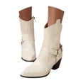 thumbnail image 3 of Leozcaa Women's Ankle Boots Pointed Toe Chunky Block Heel Short Boots for Women Pattern Low Heeled Booties, 3 of 9
