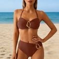 thumbnail image 3 of Womens Beach Vacation Two Piece Swimsuit Cover Up Ruffle Outfit High Waist Bottom Tummy Control Swimwear, 3 of 5