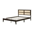 thumbnail image 5 of Queen Size Bed Frame with Rattan Headboard and Enhanced Support Slats,Rubber Wood,84.7"x63.8"x40.8",No Drawers,Espresso, 5 of 8