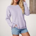 thumbnail image 2 of Godom Solid Sweatshirt Pullover for Women, Long Sleeves Color Tunic Tops Crewneck Hoodless Tunic Top Casual Sweatshirts, 2 of 7