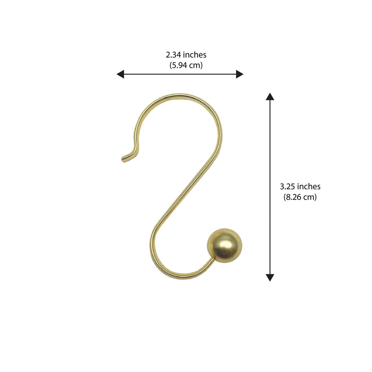 Better Homes & Gardens Plated Brass Ball Rust-Proof Steel Shower Hooks, Set of 12
