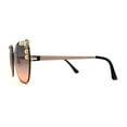 thumbnail image 3 of Intricate Metal Jewel Pearl Trim Rimless Metal Rim Butterfly Sunglasses Gold Black Peach, 3 of 4