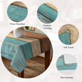 thumbnail image 5 of Farmhouse Aqua Brown Table Cloth Waterproof Tablecloths, Vintage Wooden Striped Tablecloth Dining Table Cover for Kitchen Party Tabletop Outdoor, Rectangle Tablecloth 52x70 Inch, 5 of 9