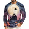 thumbnail image 2 of GrmtClth Mens Shirts Halloween Loose Relaxed Fit Raglan Long Sleeve Pumpkin Ghost Witch Dark Graveyard Daily Shirts Purple 4XL, 2 of 5