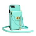 thumbnail image 4 of Dteck for iPhone 7 Plus / 8 Plus Zipper Pocket Case, Flip PU Leather Wallet Crossbody Shoulder Strap Lanyard Case with Credit Card Holder Women RFID Blocking Protective Purse Cover, mint, 4 of 7