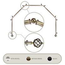 Twist 13/16 5-Sided Bay Window Curtain Rod - Antique Brass