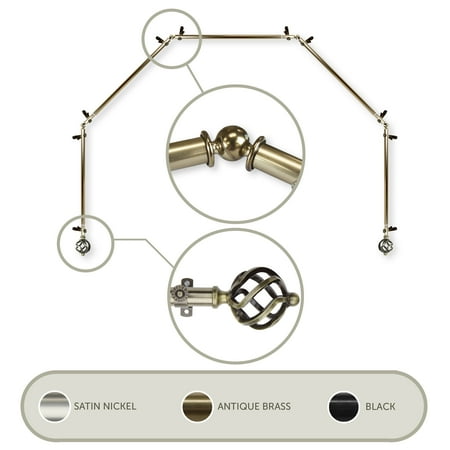 Twist 13 16 5 Sided Bay Window Curtain Rod Antique Brass