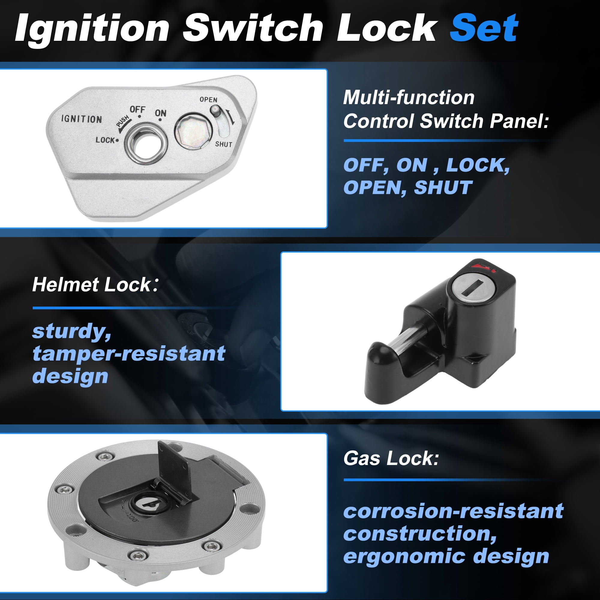 Unique Bargains Motorcycle Ignition Switch for Hawk 250 and TBR7 with Lock Cylinder 10Pcs