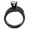 thumbnail image 3 of Womens Black Ring Anillo Para Mujer Stainless Steel Ring with AAA Grade CZ in Light Amethyst Giuliana, 3 of 4