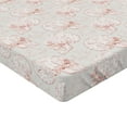 thumbnail image 4 of Ambesonne Floral Fitted Sheet, Flower Leafy Skull Damask, Queen Size, Dark Salmon Eggshell, 4 of 5