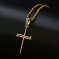 thumbnail image 4 of Letter Nail Cross Pendant Golden Color 14K Yellow Gold Material Iced Rock Street Necklace Chain Fashion Hip Hop Jewelry, 4 of 7