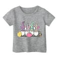 thumbnail image 1 of MIASHUI Haut à Manches Courtes pour Garçons et Filles, T-Shirt Graphique de Pâques, Col Rond d'Été, Gris, 6-7 Ans, 1 of 4