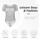 thumbnail image 4 of Fotbe Silver Glitter Body de Mujer con Cuello Redondo y Mangas Cortas, Sin Mangas Ajustado, Suave, Cómodo y Básico-XX-Large, 4 of 7