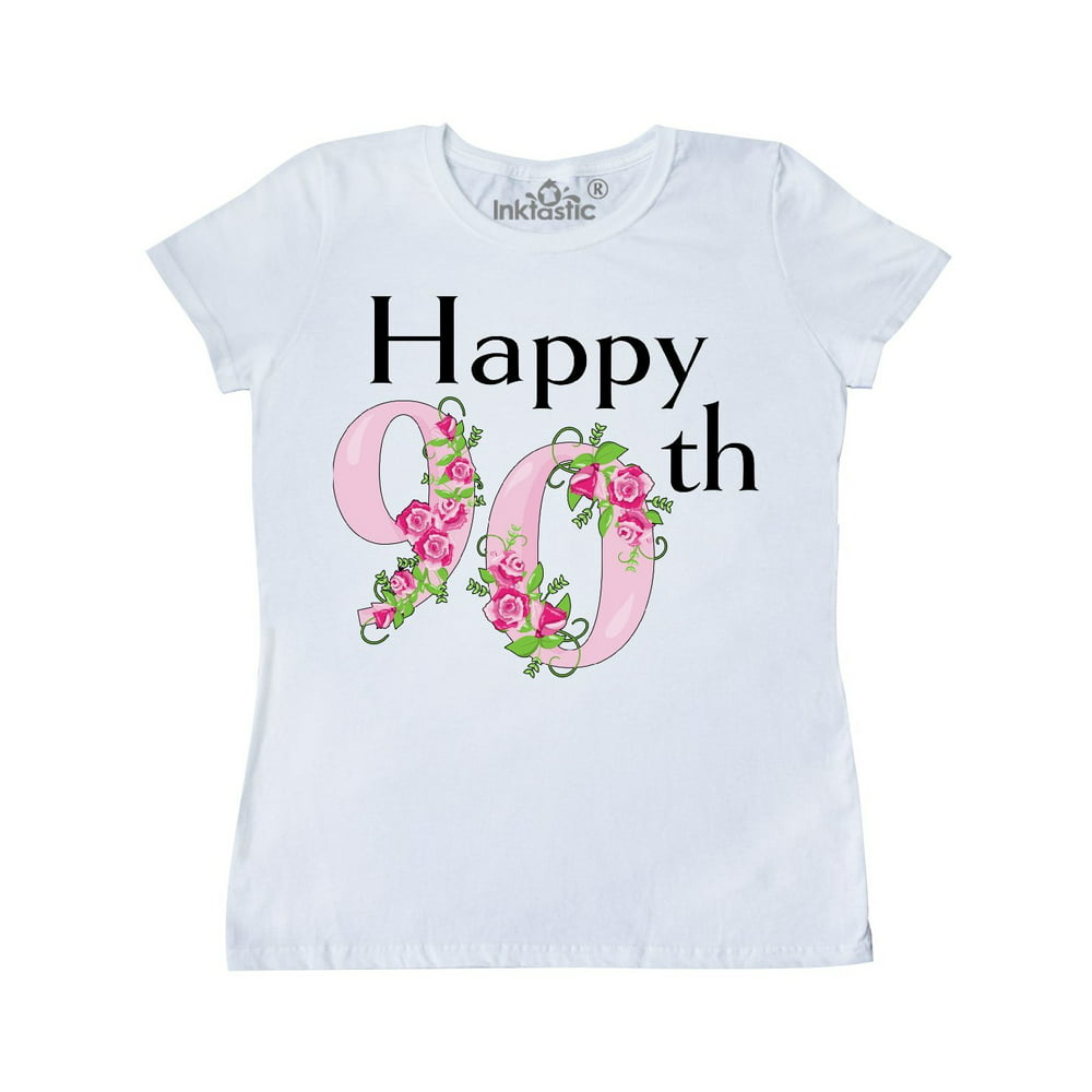 INKtastic - Happy 90th birthday with roses Women's T-Shirt - Walmart ...