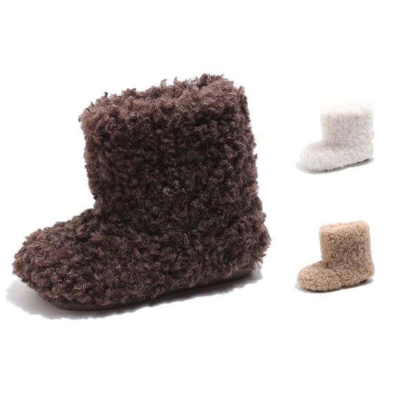 TBWNWG Baby Girls Winter Boots Lined Booties With Ankle Warm Shoes for Toddler Non Soft Sole