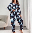 thumbnail image 2 of Riecok Halloween Pajama Set Women Plus Size Long Sleeve Top and Pant Ghost Print 2 Piece Pjs Sleep Sets Comfortable Loungewear, 2 of 6