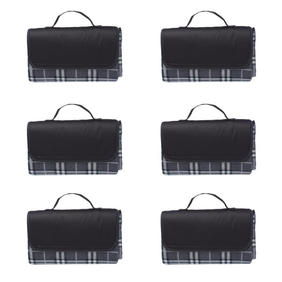 Brookhaven Roll Up Picnic Blankets Set of 6, Bulk Pack - Great outdoor blanket for Camping, Picnic, Beach, Sports, Outdoor Activities - Grey