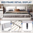 thumbnail image 6 of Aukfa Faux Leather Full Upholstered Platform Bed with Headboard, 16 LED Bed Frame - White, 6 of 8