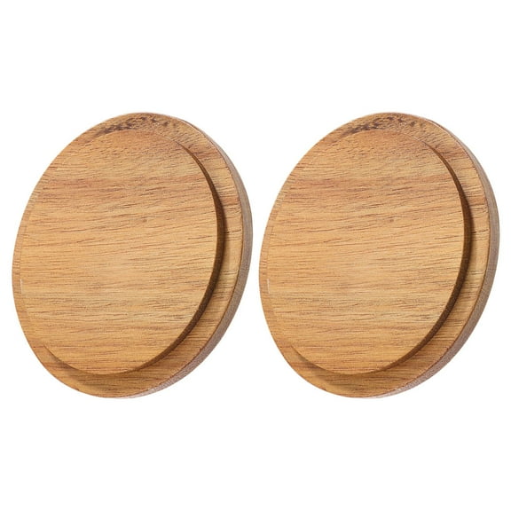 Masteelf 2-Pack Round Wooden Coffee Mug Lids Replacement Covers for Cups and Jars, Inner Diameter 7.2cm, and Stylish