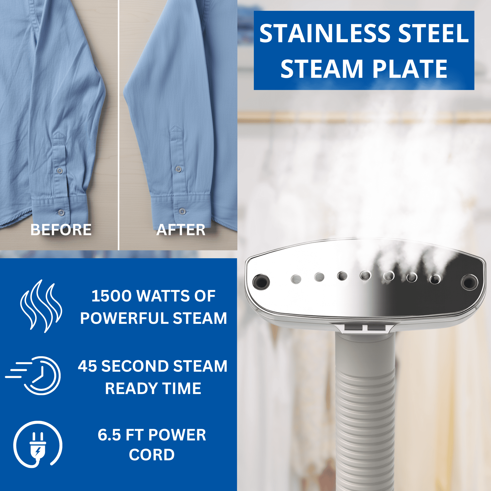 Restored SALAV Garment Steamer With 4 Steam Settings And Stainless Steel Nozzle (Refurbished)