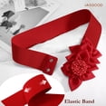 thumbnail image 3 of JASGOOD Women's Wide Elastic Belt Fashion Flower Cinch Belt Stretchy Waist Belts for Dresses, 3 of 8
