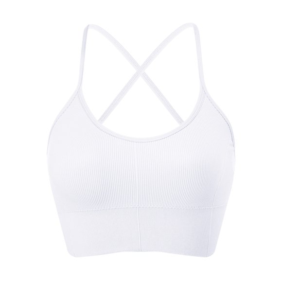 Gubotare Sports Bra High Impact Sports Bras for Women High Support,Racerback High Impact Sports Bra Moulded Cup Workout Bra Push up (White,M)