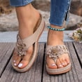 thumbnail image 6 of Yyuenw Women Summer PU Slip On Wedge Slides Open Toe Flower Thong Walking Casual Sandals, 6 of 9
