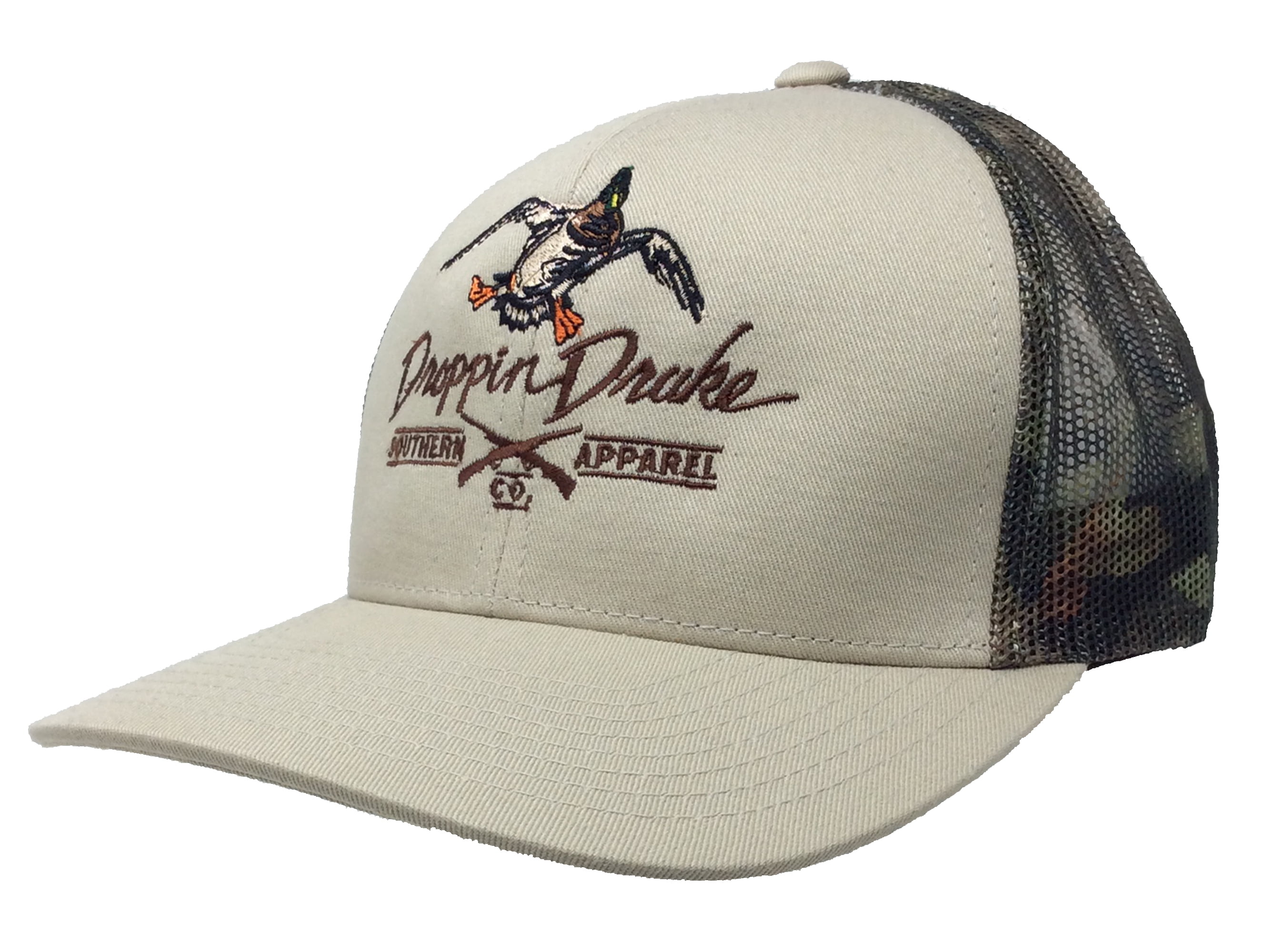 Logo Mesh Back Trucker Hat-Stone/Camo 