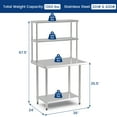 thumbnail image 3 of Costway Table en Acier Inoxydable avec Tablettes 36 Pouces X 24 Pouces Table de Travail avec Tablette 36 Pouces X 12 Pouces, 3 of 10