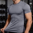 thumbnail image 4 of Wrtxtat Muscle Shirts for Men Crewneck Slim Fit Short Sleeve Tshirts Lighwteight Summer Basketball Running Trainnig Gymnastics Tee Shirt Gray M, 4 of 9