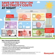 Honeywell Portable 9000 BTU (14000 BTU ASHRAE) 115V Air Conditioner w Heat Pump, Cools & Heats Rooms Up to 700 Sq. ft.,MN4HFS9