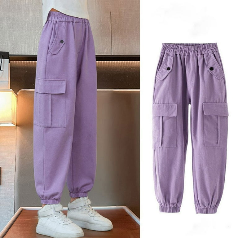 ZHAGHMIN Casual Plus Size Cargo Sweatpants for Baby Girls
