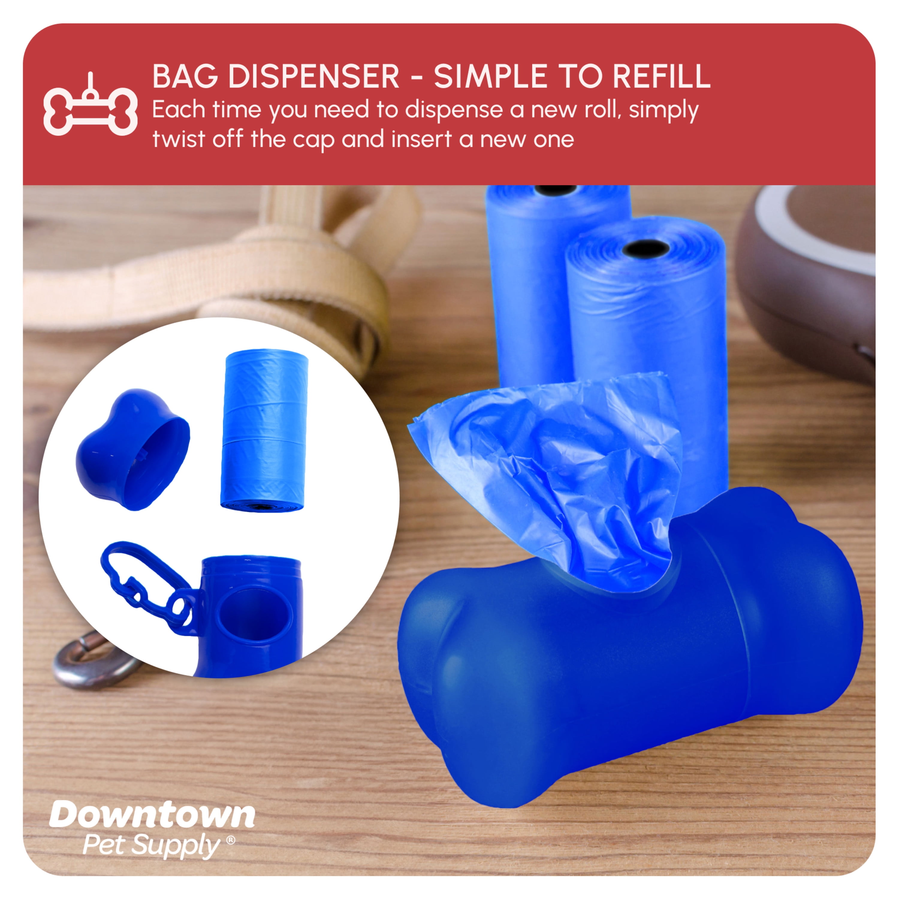 Downtown Pet Supply Dog Poop Bags, 2x Free Poop Bag Holder, Rainbow, 1000 Bags