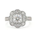 thumbnail image 2 of 1 2/5 ct.t.w Center 6MM Cushion Cut Lab Created Moissanite Diamond Floral Halo Engagement Ring In 10K Solid White Gold (G-H Color, VVS1 Clarity, 1.40 Cttw)-10, 2 of 9