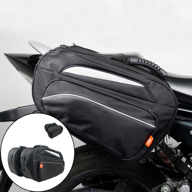 Bolsa de asiento trasero universal con cubierta para la lluvia Almacenamiento extraíble 34L Ampliable Vintage Impermeable Ajuste para senderismo Casco Macarena Alforjas para moto