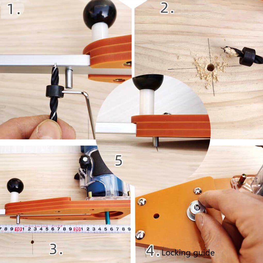 Wood Trimmer Router Base Circle Cutting Jig - Adjustable 6-60cm Diameter, Aluminum Alloy, With 8mm Pin & 2.5mm Nail Hole For Woodworking