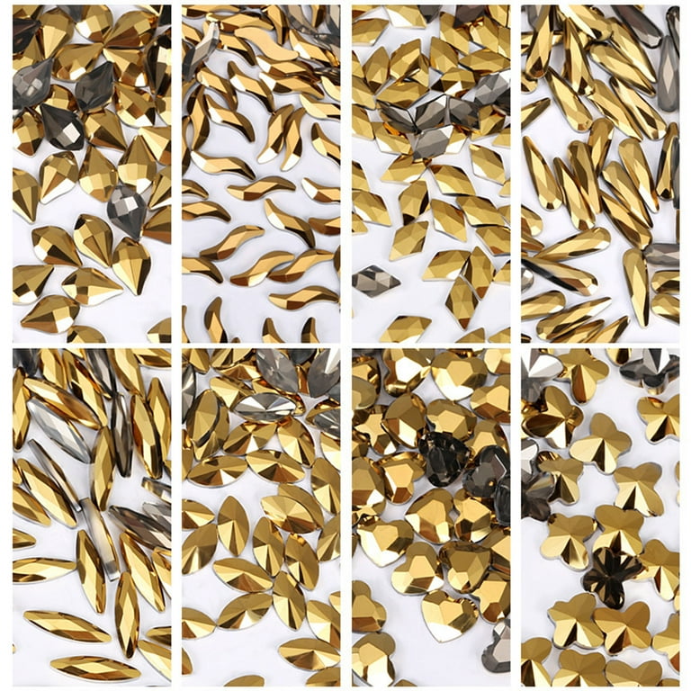 TINYSOME Multi Shapes Gems Nail Art Rhinestones Flat Back Gold Nail Gems  D1am0nd Stone
