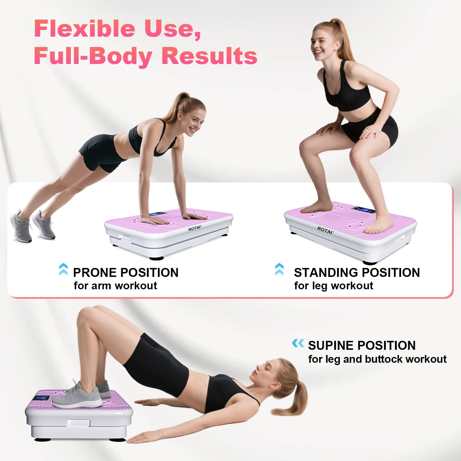 BEF Vibrating Plate Exercise Machine with LED Display, 199 Adjustable  Speeds Power, 300 lbs 150 Watts, Shake Board Sport Gym for Women and Men,  Pink - Walmart.com