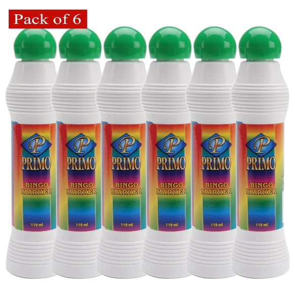 Primo Bingo Marqueurs - Encre Verte, Bouteilles de 4 Onces (Lot de 6)