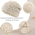 thumbnail image 3 of Crochet Slouchy Beanie Hat Fall Handmade Knit Floral Skull Cap Cotton Cutout Summer Hats for Women Lightweight Knitted, 3 of 6