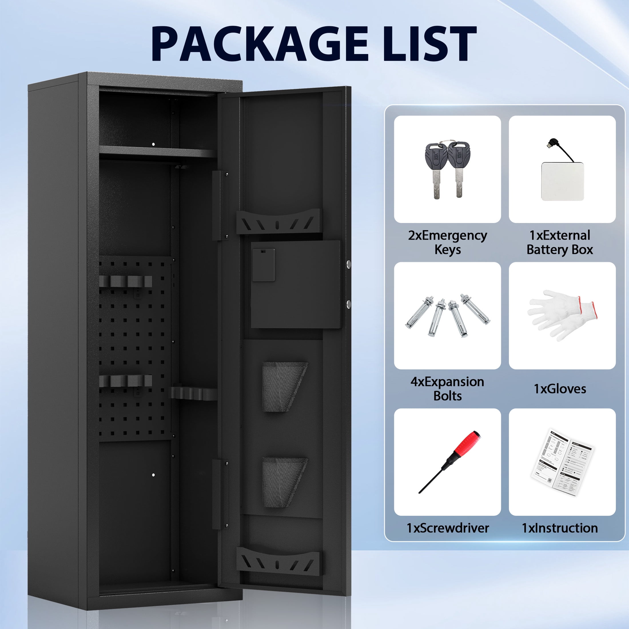 KAER 10-12 Biometric Gun Safe, Quick Access Unassembled Rifle Safe for Rifle and Shotgun, Gun Cabinet with Removable Rifle Rack
