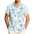 thumbnail image 1 of Mens Casual de Manga Corta Botón Abajo Camisas Turndown Cuello Impreso Blusa de Verano Superior, Pantalones para Hombres Cortos, 1 of 6
