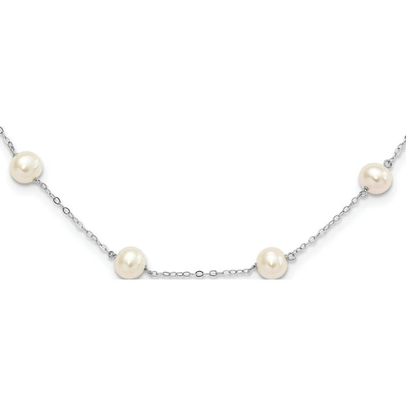Sterling Silver Rh-Plated Fresh Water Cultured Pearl Necklace (16 X 7) Made In Canada qh5003-16