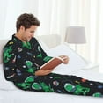 thumbnail image 4 of Mens Pajamas Set, space Dinosaur rocket Button Down Long Sleeve Loungewear Sleepwear Pjs sets for Men, 4 of 5