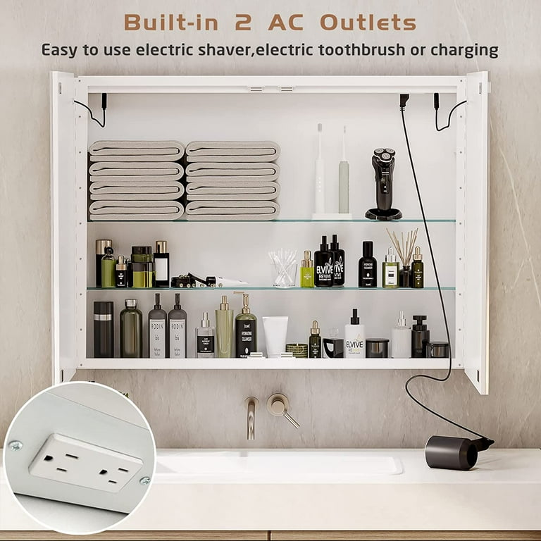 Mirrored Bathroom Cabinet With Shaver Socket And Light | Cabinets Matttroy
