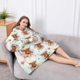 thumbnail image 5 of Oversized Wearable Blanket Hoodie,Colorful Highland Cow Flower Pattern Sherpa Blanket Hoodie with Super Pockets,Super Warm Fuzzy Pullover for Women & Men, 5 of 6