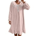 thumbnail image 2 of Royisotas Womens Midi Nightgowns Winter Nightshirts Flannel Comfortable Crewneck SleepShirts for Ladies Long Sleeve, 2 of 8