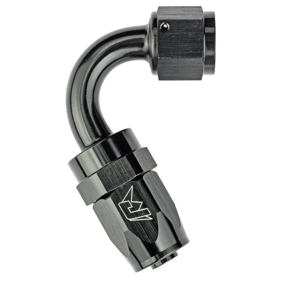 JEGS AN 120-Degree Max Flow Swivel Hose End [-8 AN Female to -8 AN Hose, Black]