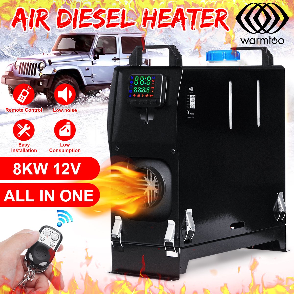 Warmtoo All In One 12V 8KW Diesel Air Heater Car Parking Heater LCD  Thermostat + Remote Control For Car Trucks Boats Bus Motorhomes | Walmart  Canada